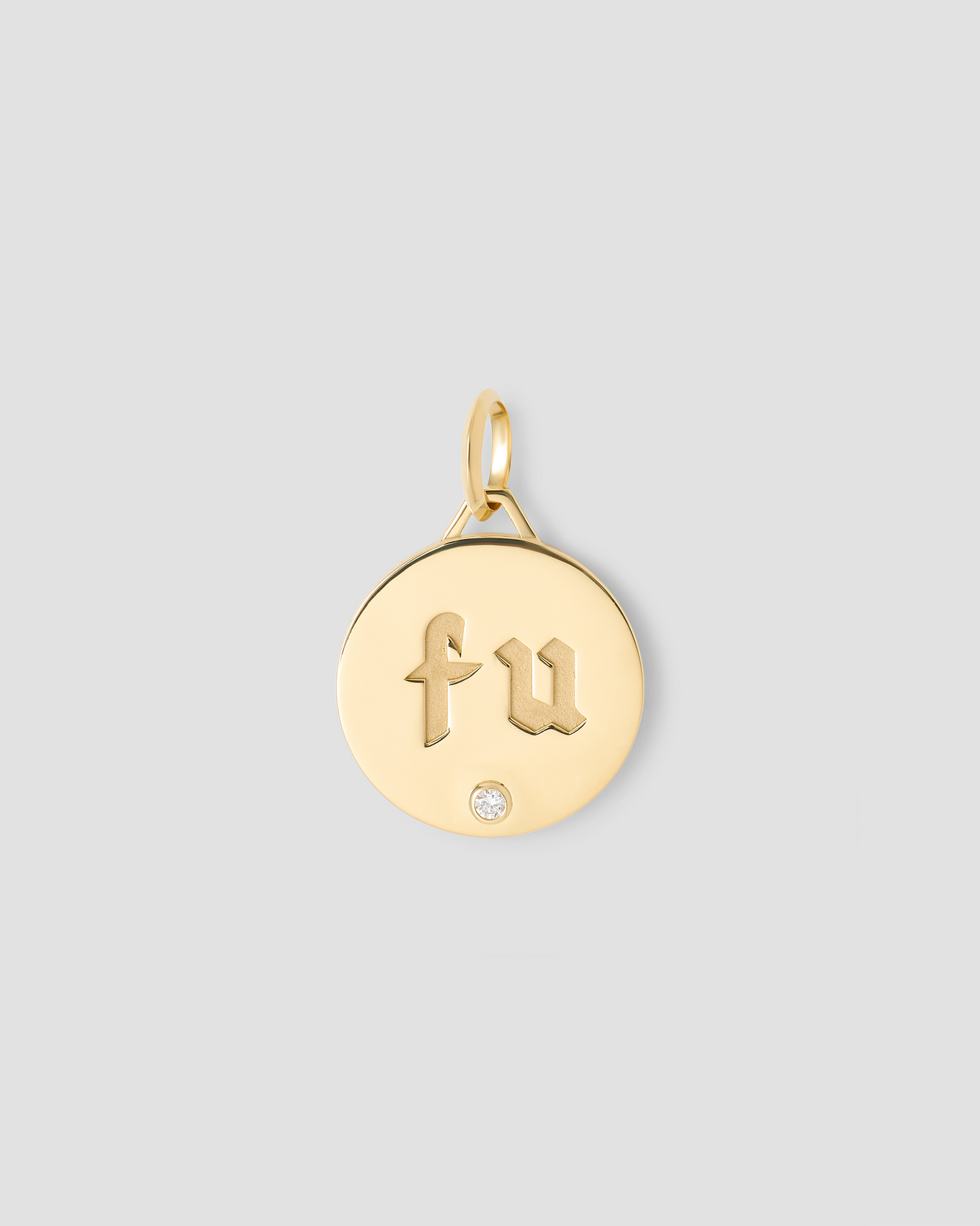 Circle Charm with Diamond in 18K Yellow Gold