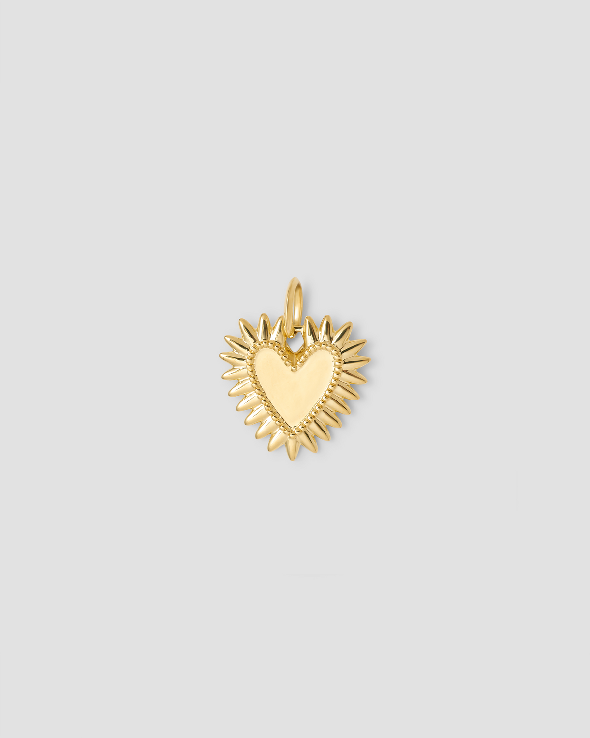 Small Fierce Heart in 18K Yellow Gold charm - front view | necklace with charms