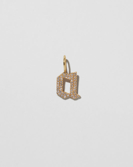 Jennifer Fisher - Small Gothic Letter A with Pave White Diamonds - Yellow Gold