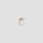Single Small Level Earring in 18K Yellow Gold with Pavé White Diamonds