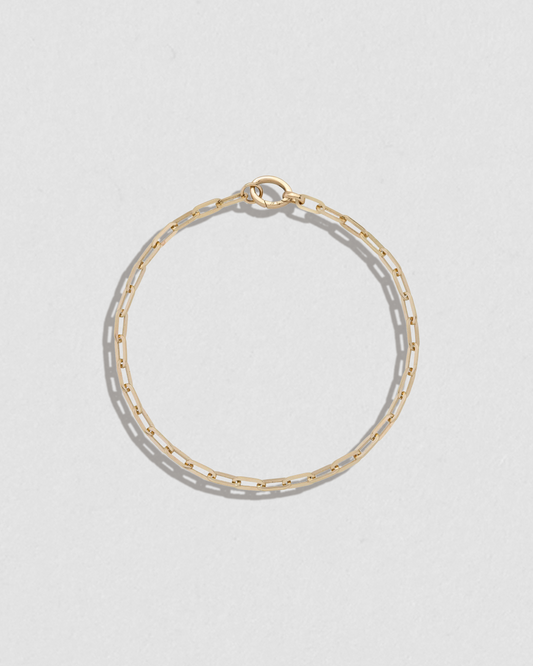 Small Long Link Charm Bracelet in 14K Yellow Gold