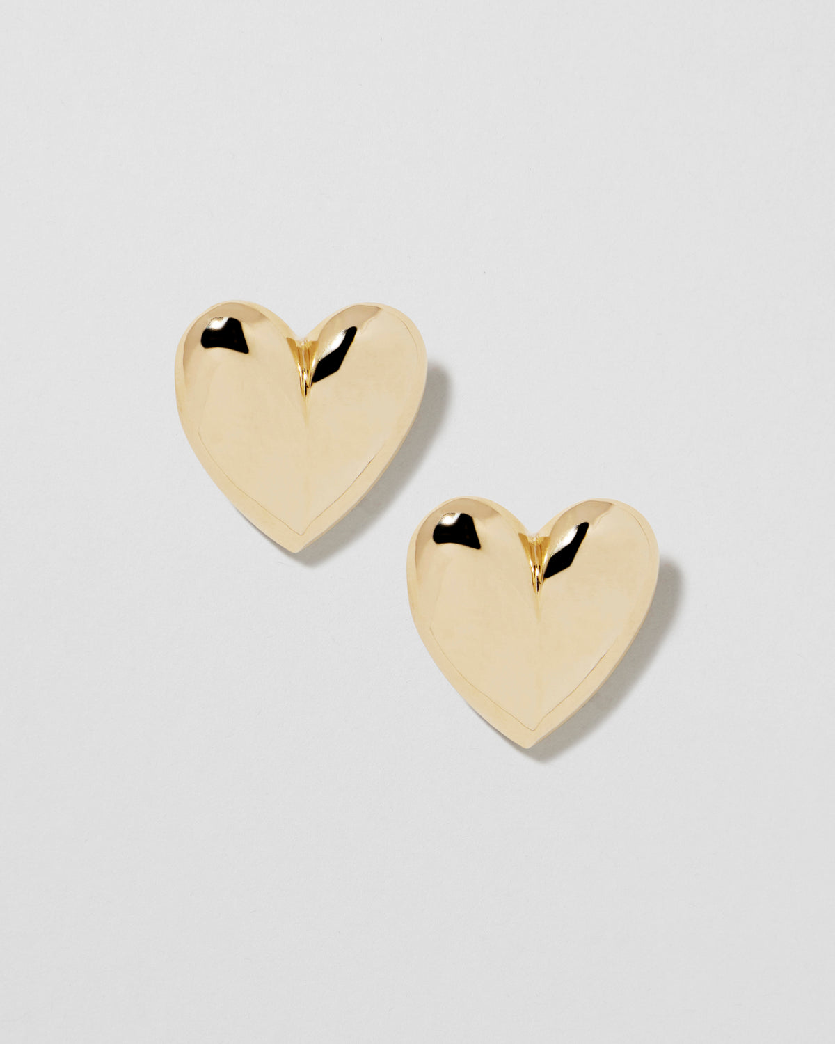 Small Puffy Heart Earrings earring - front view | womens gold earrings