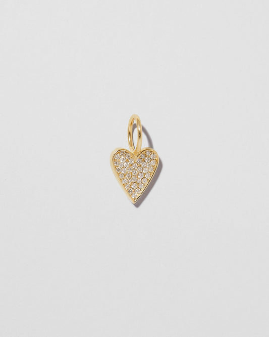 Small Heart in 14K Yellow Gold with Pavé White Diamonds