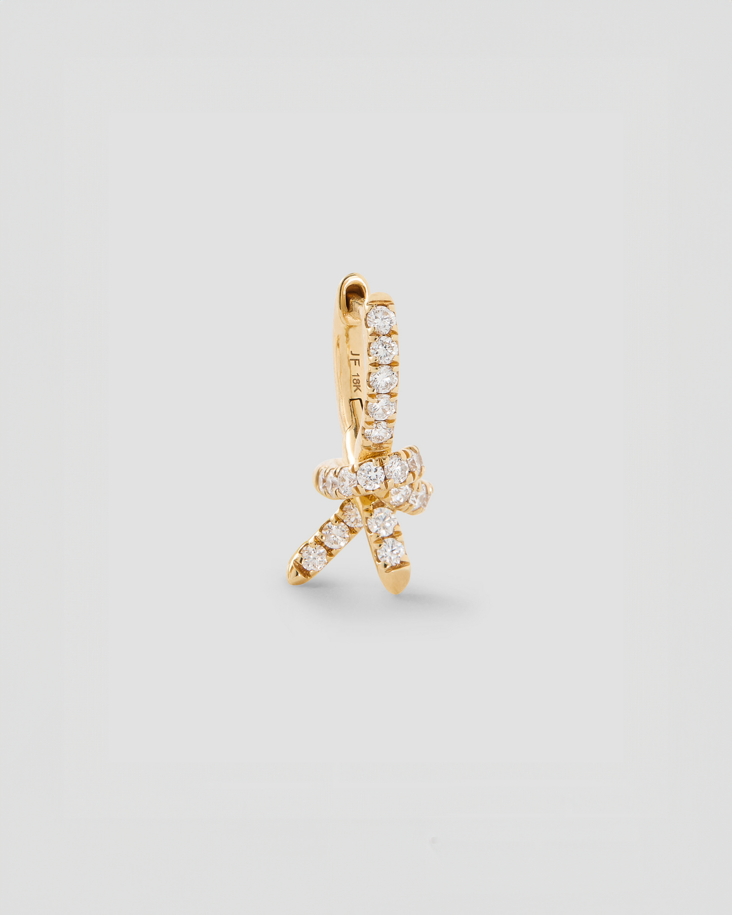Knot Micro Huggie in 18K Yellow Gold with Pavé White Diamonds