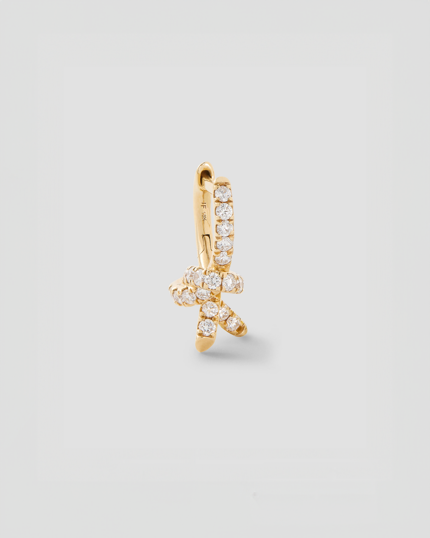 Knot Micro Huggie in 18K Yellow Gold with Pavé White Diamonds