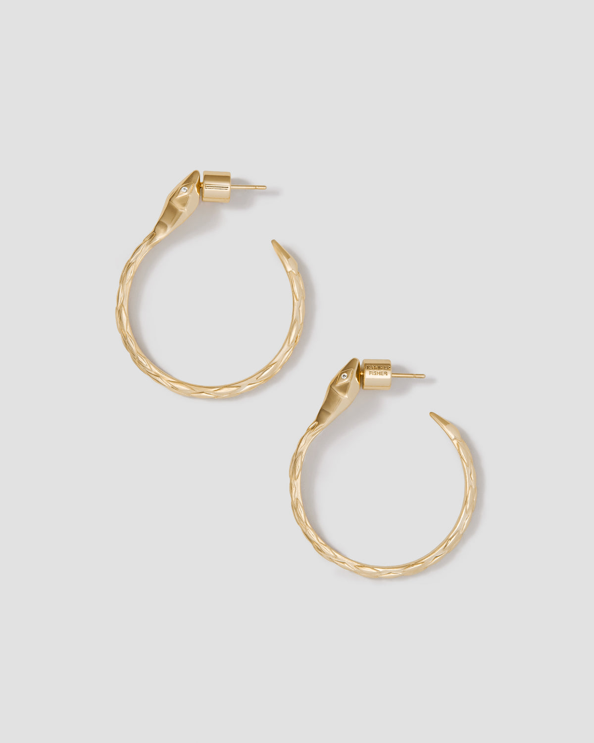 1" Mini Snake Hoops earring - alternate angle | small gold hoop earrings