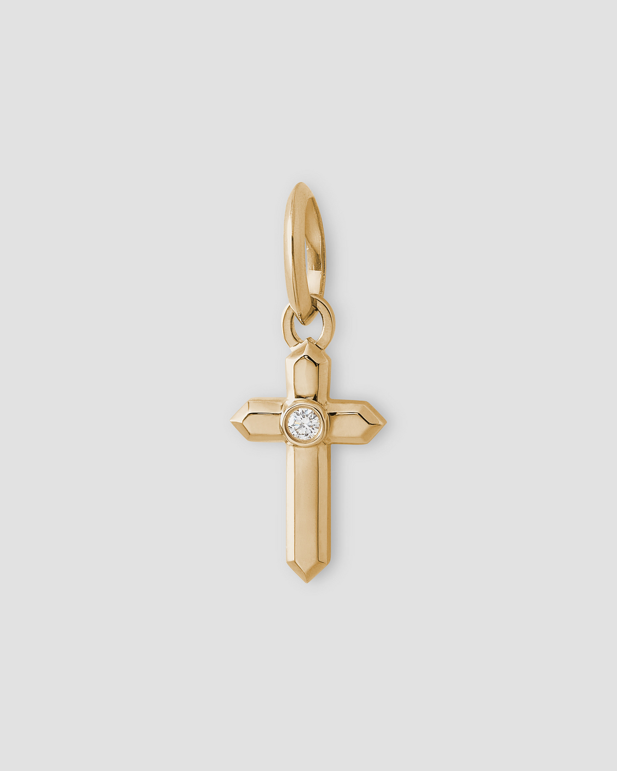 Mini Cross Charm gold charm - front view | charm necklaces