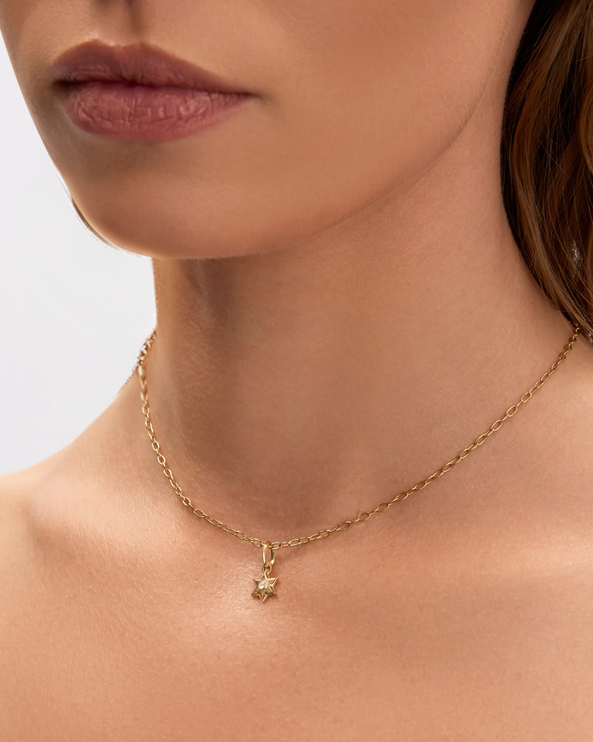 Mini Star Of David Charm gold charm - close-up detail | custom charm necklace