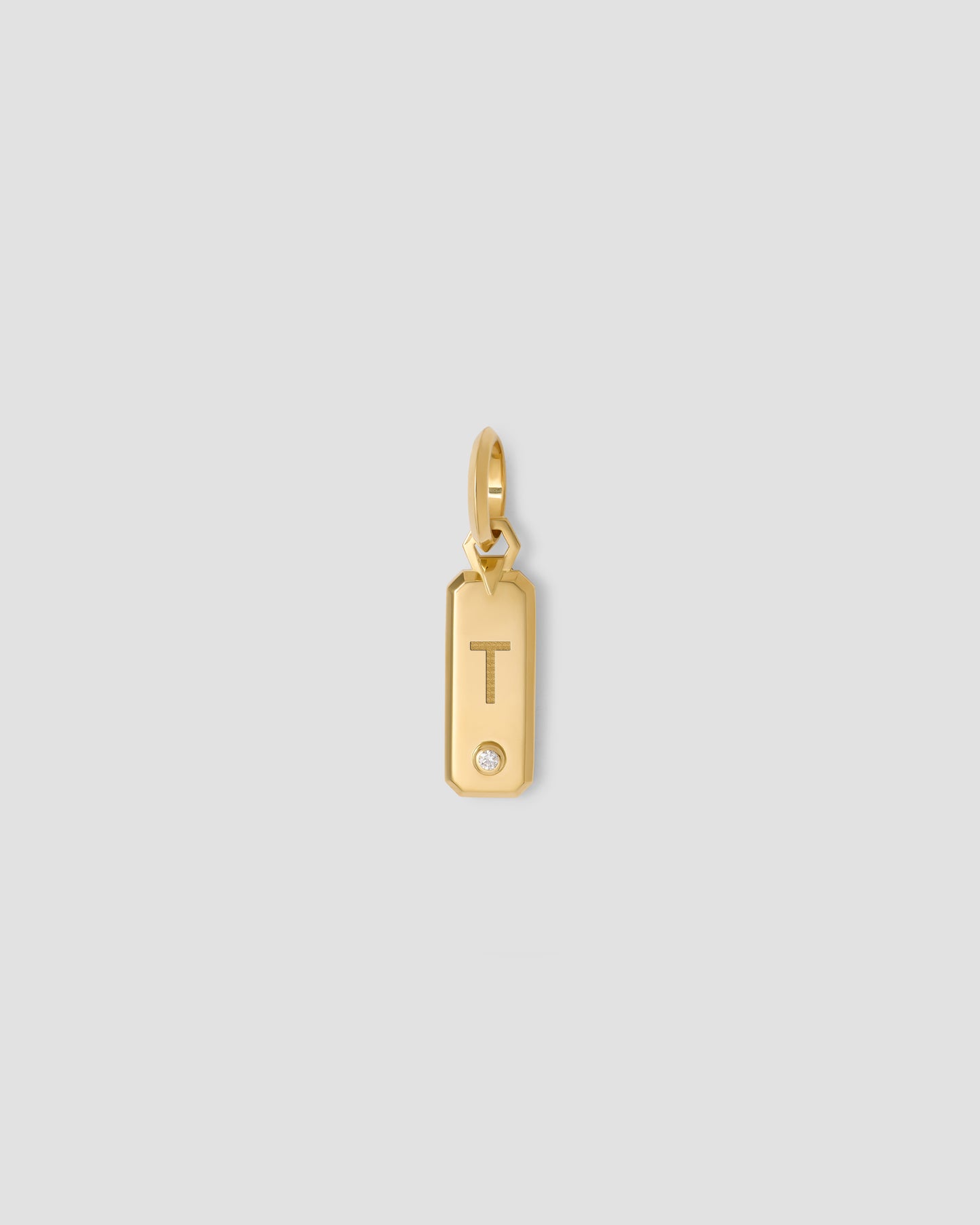 Minimal Block Letter Dog Tag in 18K Yellow Gold