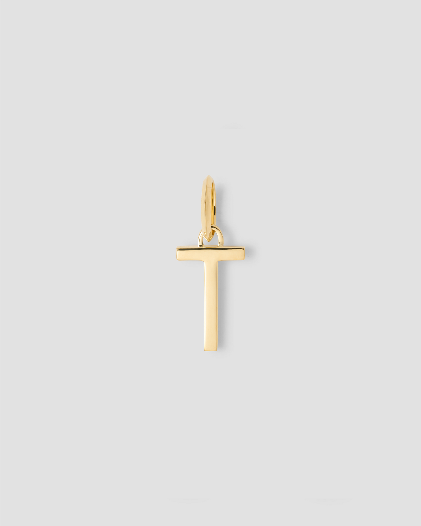 Minimal Block Letter Charm in 14K Yellow Gold