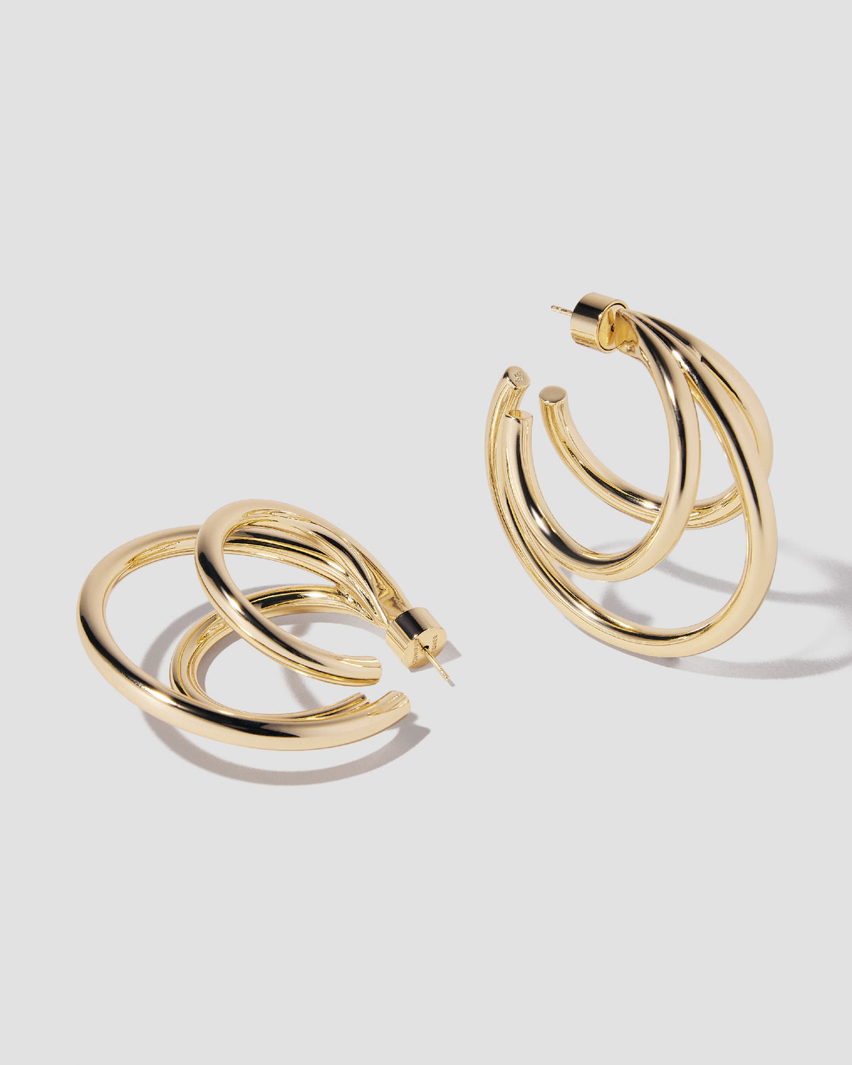 1.5" Triple Lilly Baby Hoops earring - front view | gold hoop earrings for women