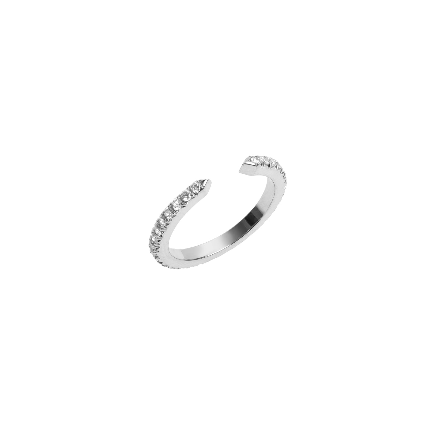 Wedding Pin Ring with Pavé White Diamonds