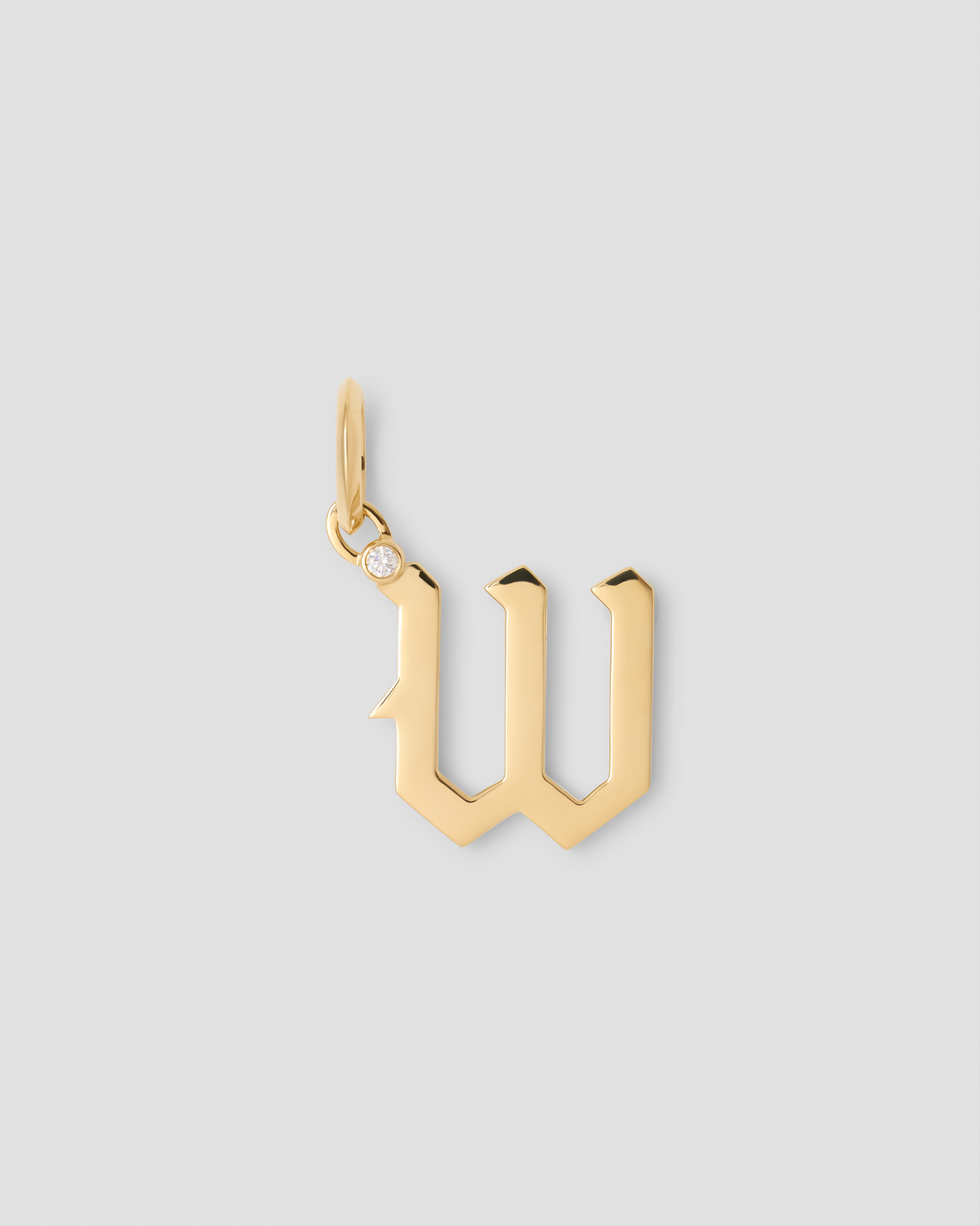 Capital Gothic Letter Charm with Diamond in 18K Yellow Gold