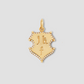 Personalized Wave Shield with Pave White Diamonds in 18K Yellow Gold