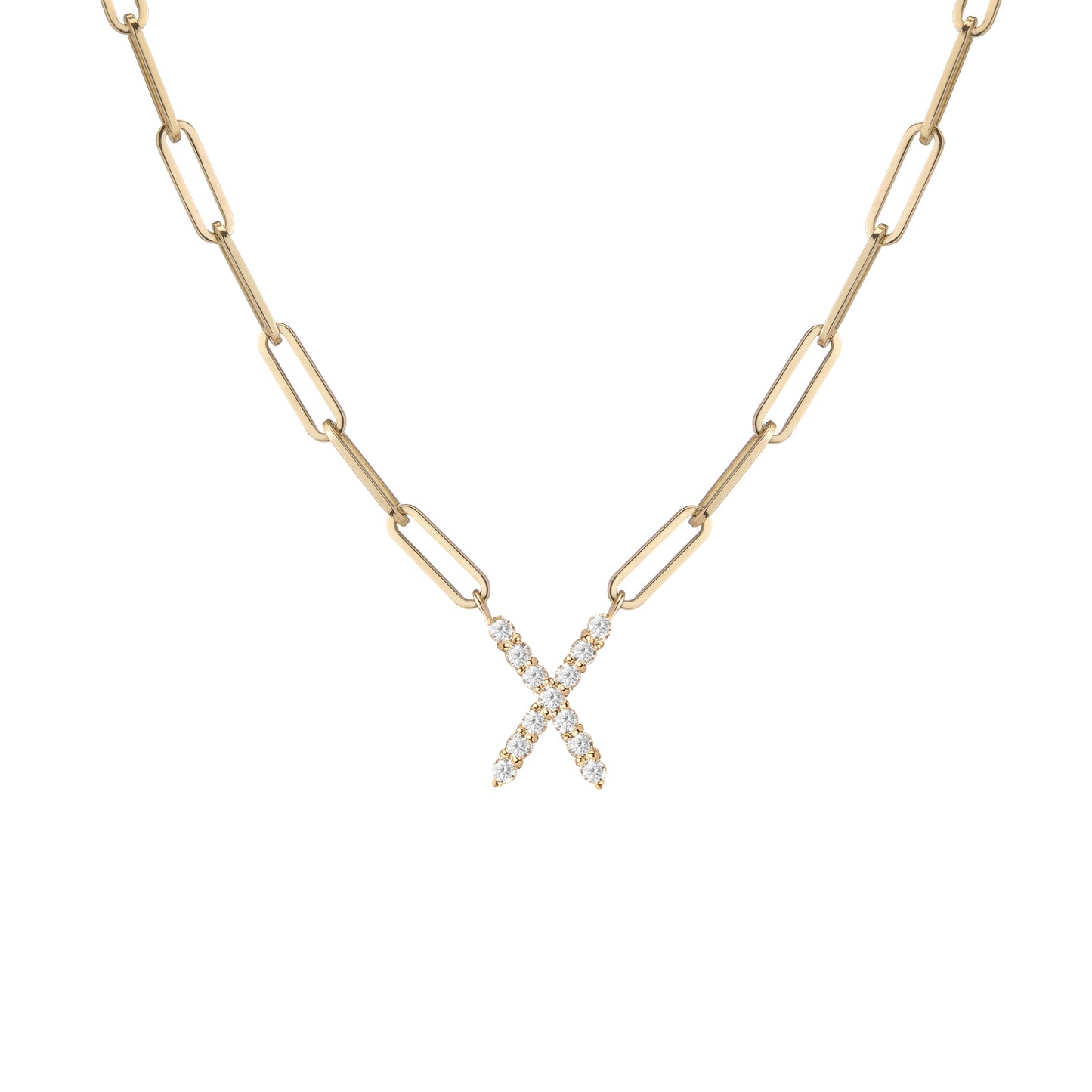 Floating Diamond Minimal Block Letter Pendant - 18K Yellow Gold