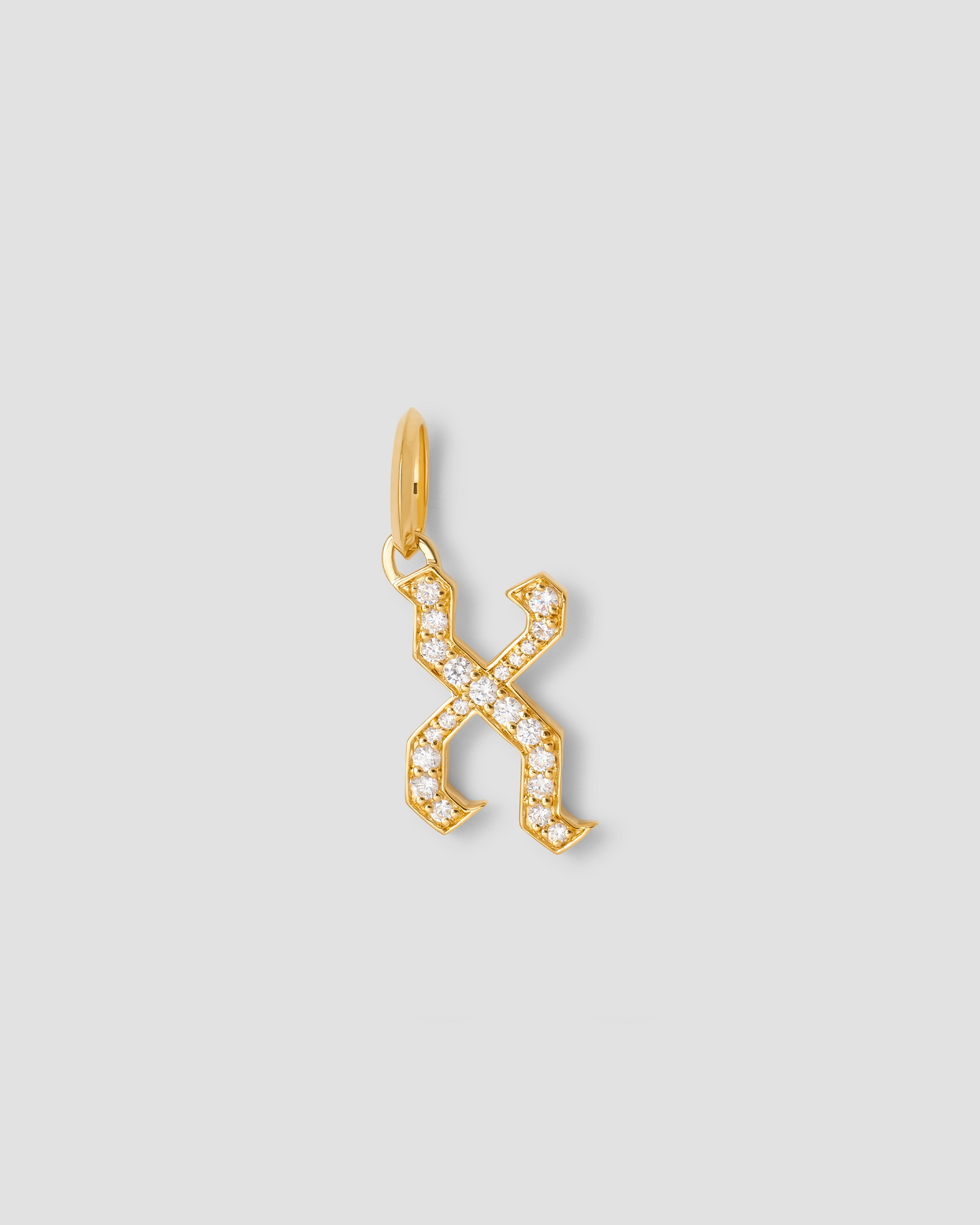 Capital Gothic Letter Charm with Pavé White Diamonds
