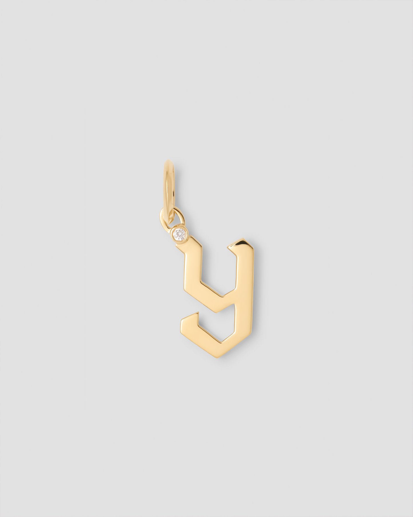 Capital Gothic Letter Charm with Diamond in 18K Yellow Gold