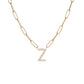 Floating Diamond Minimal Block Letter Pendant - 18K Yellow Gold