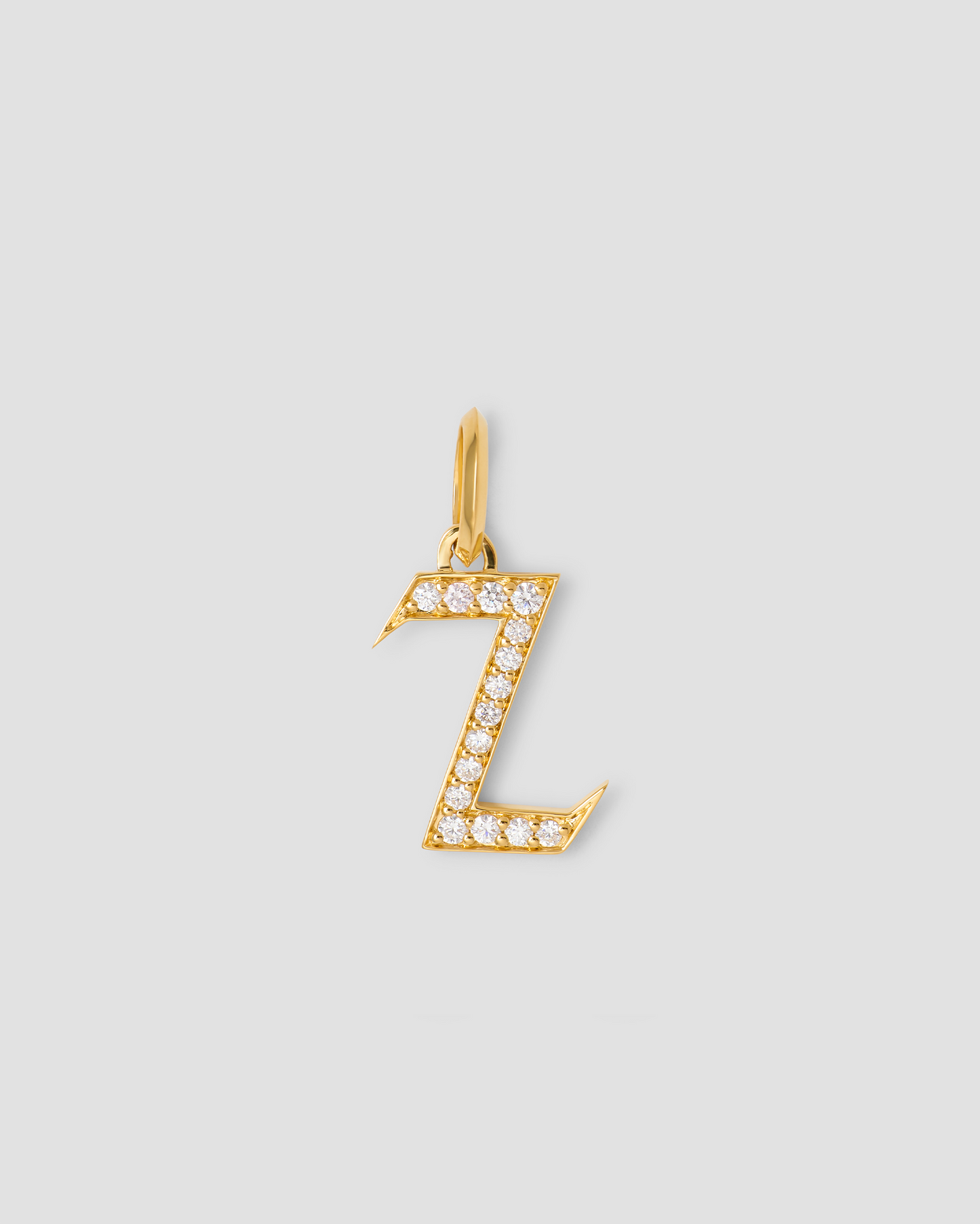 Capital Gothic Letter Charm with Pavé White Diamonds