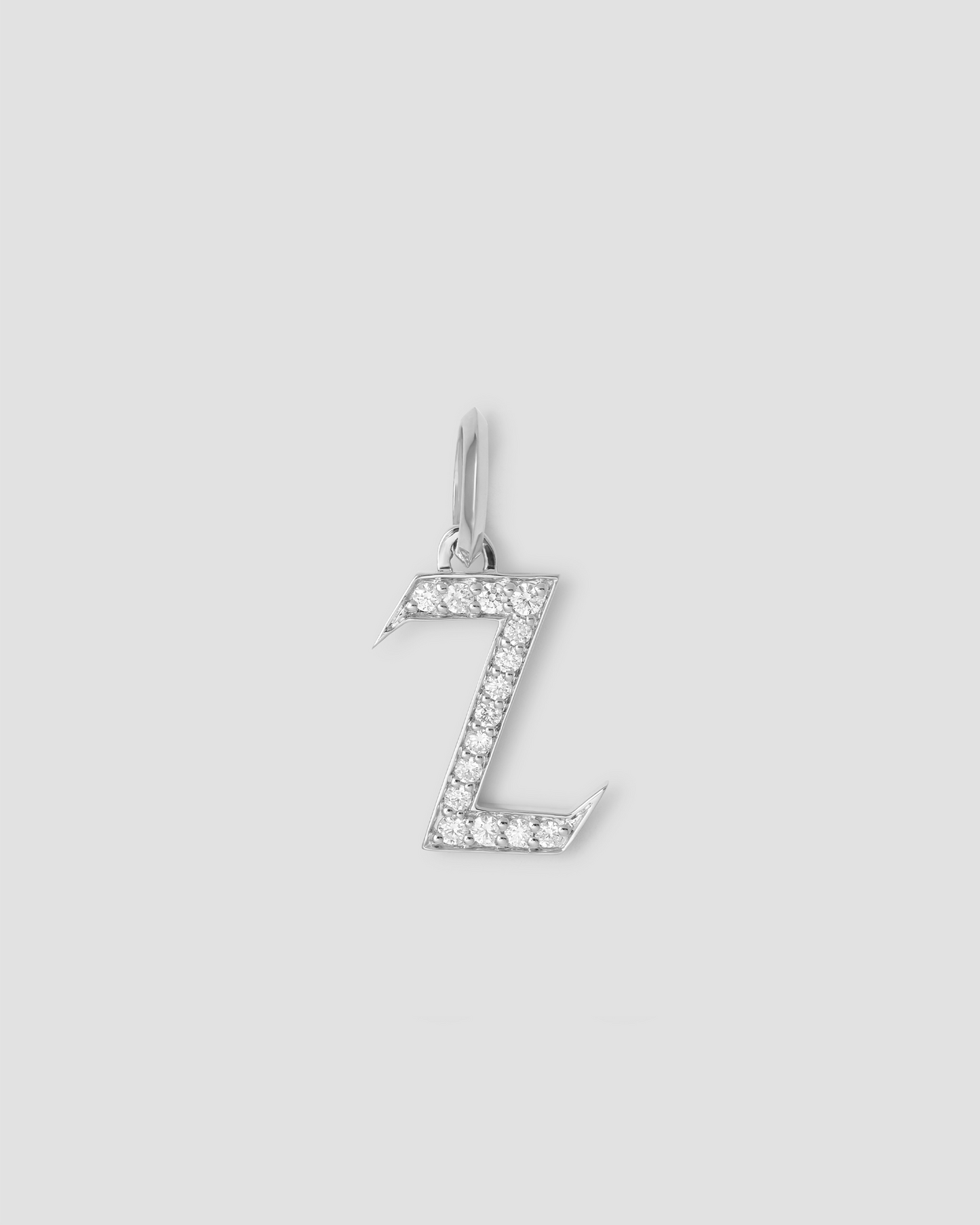 Capital Gothic Letter Charm with Pavé White Diamonds