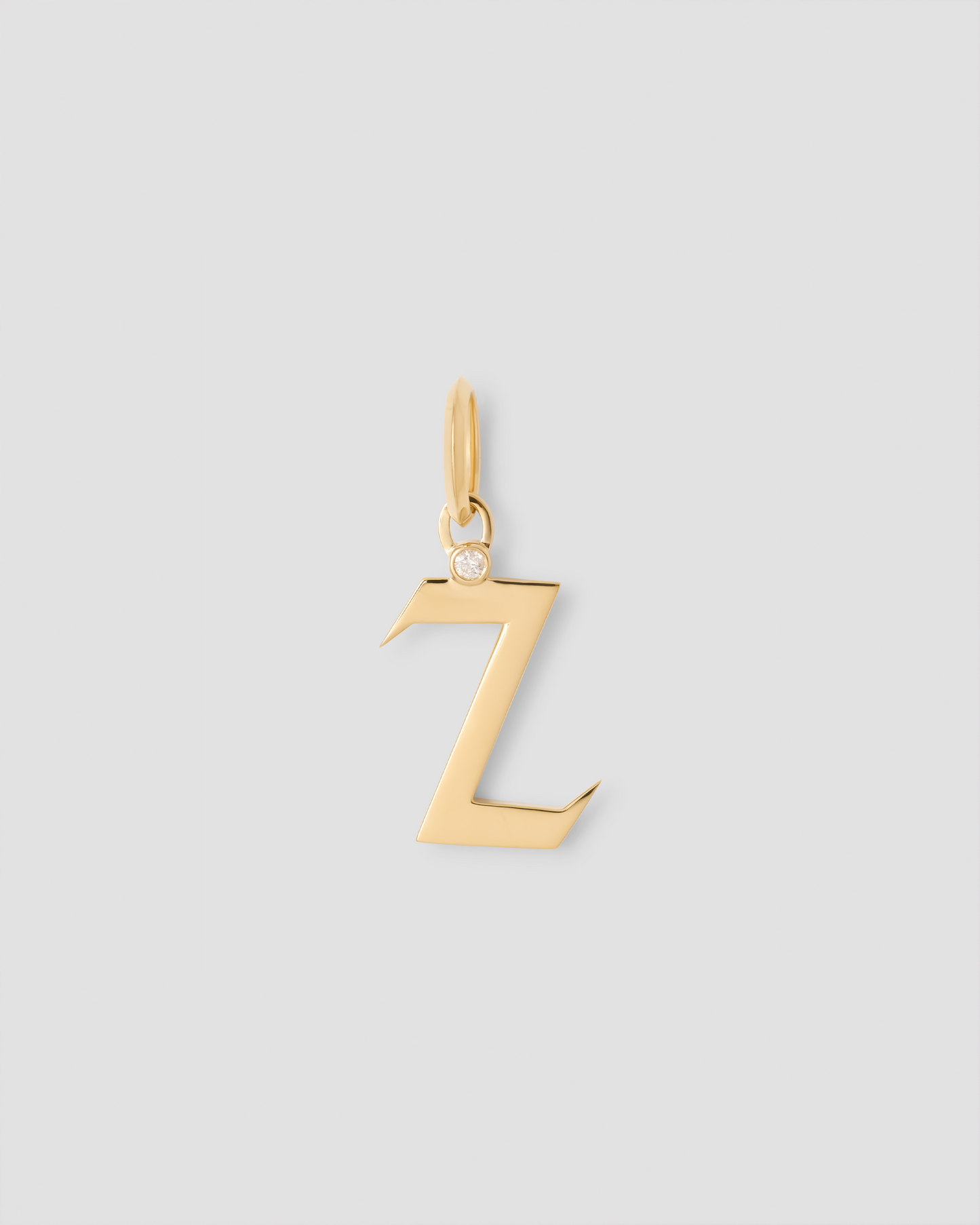 Capital Gothic Letter Charm with Diamond in 18K Yellow Gold