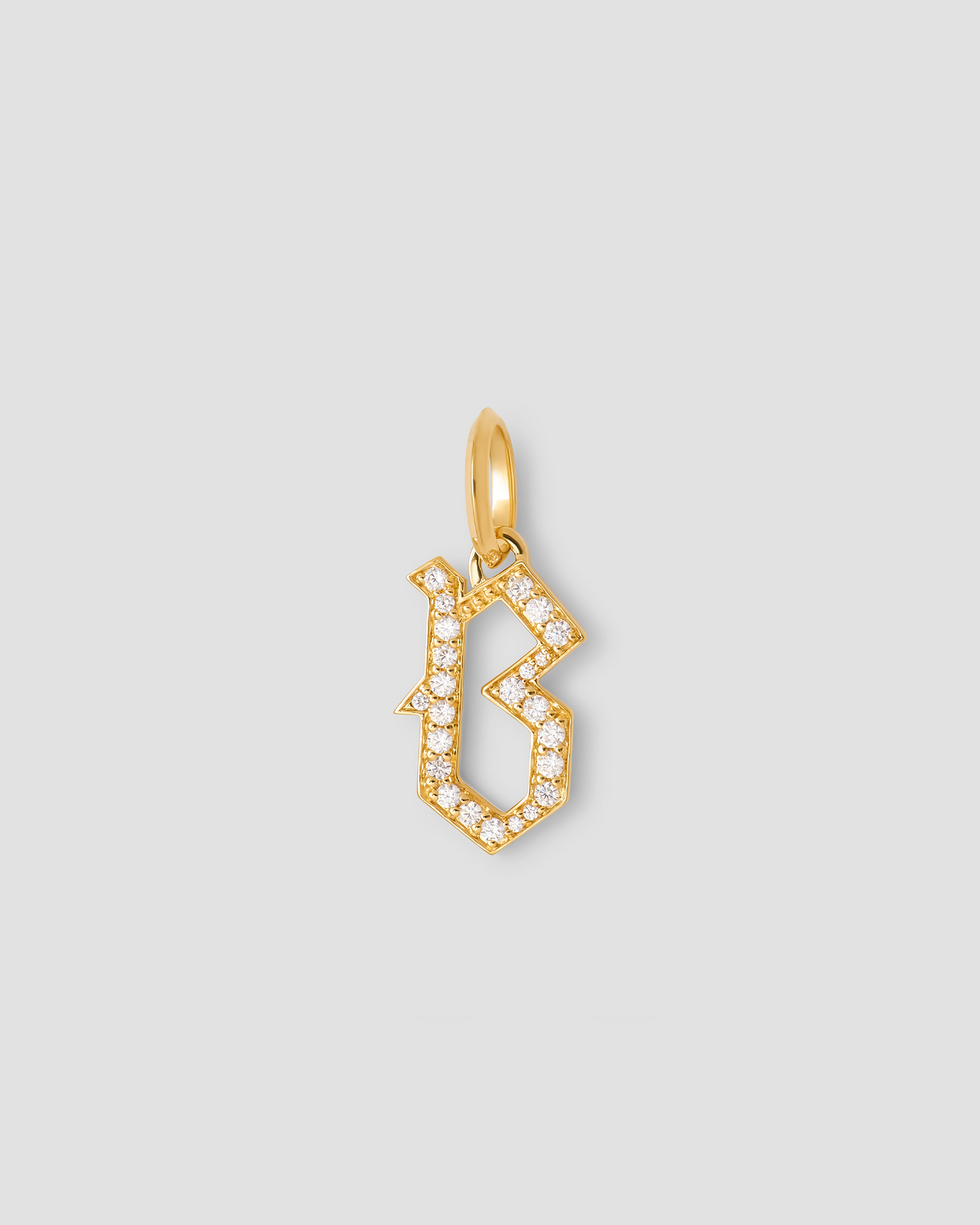 Capital Gothic Letter Charm with Pavé White Diamonds