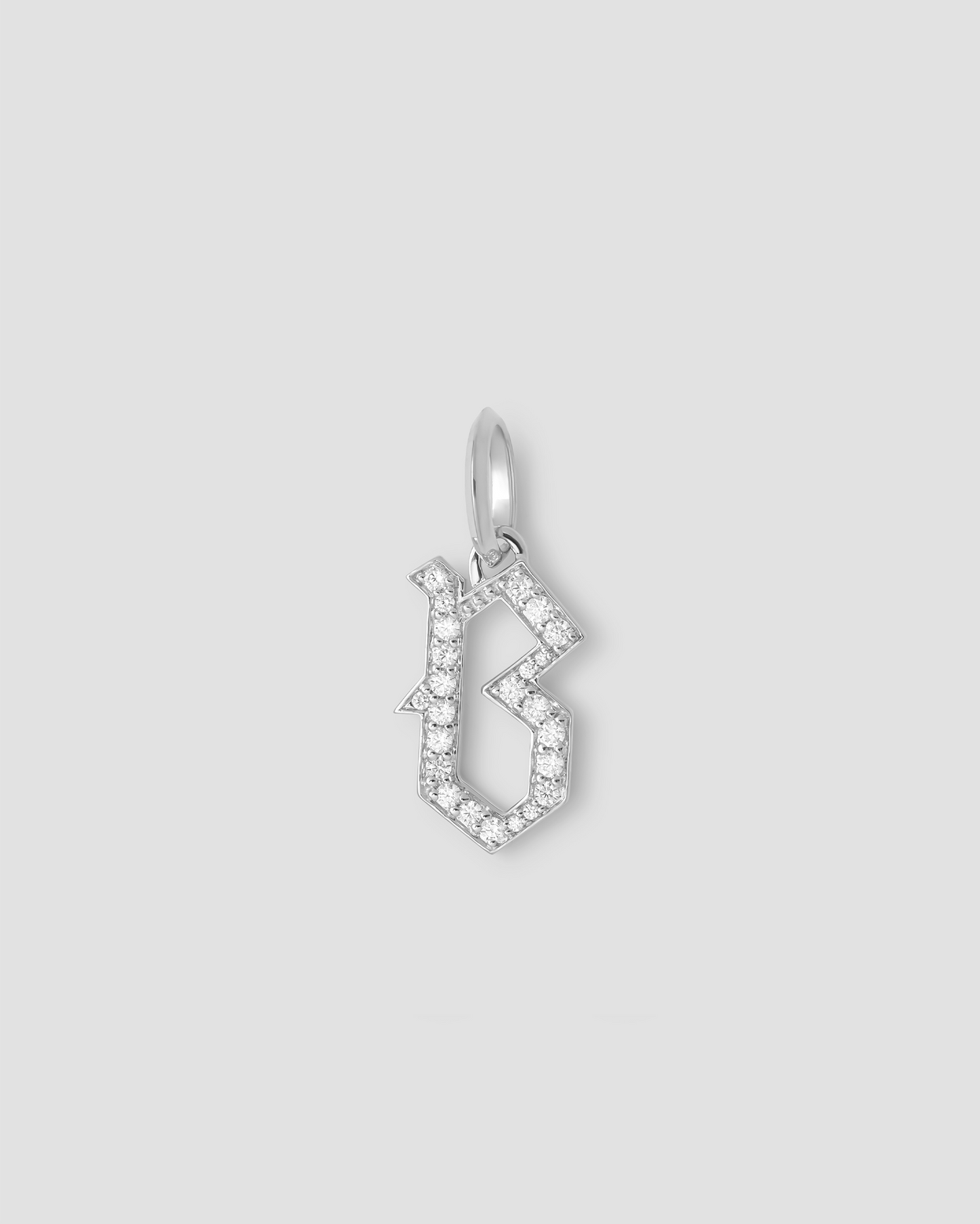 Capital Gothic Letter Charm with Pavé White Diamonds