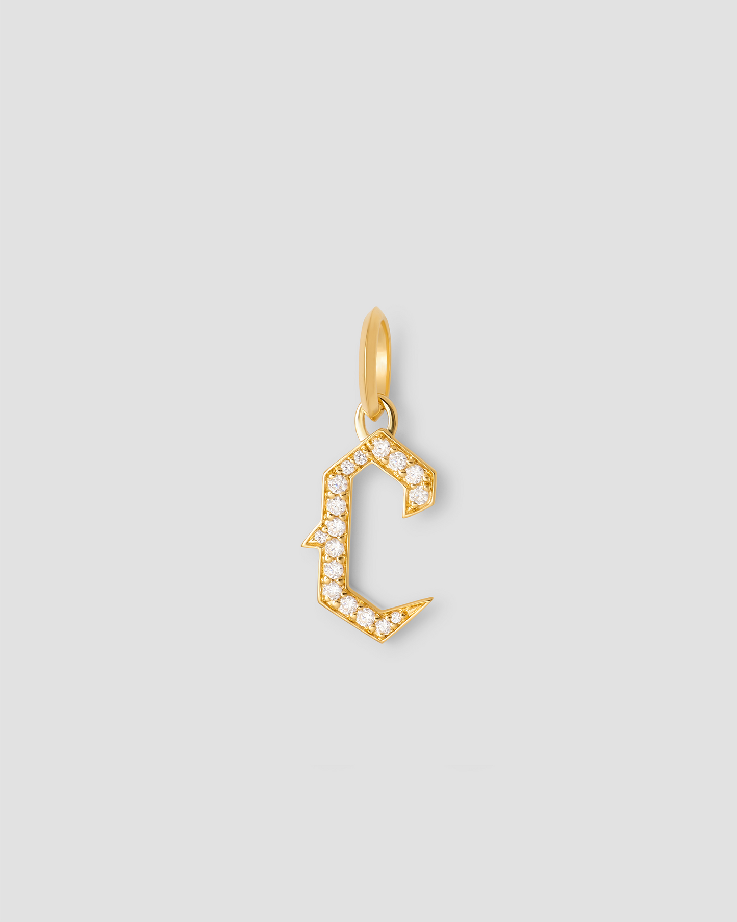 Capital Gothic Letter Charm with Pavé White Diamonds