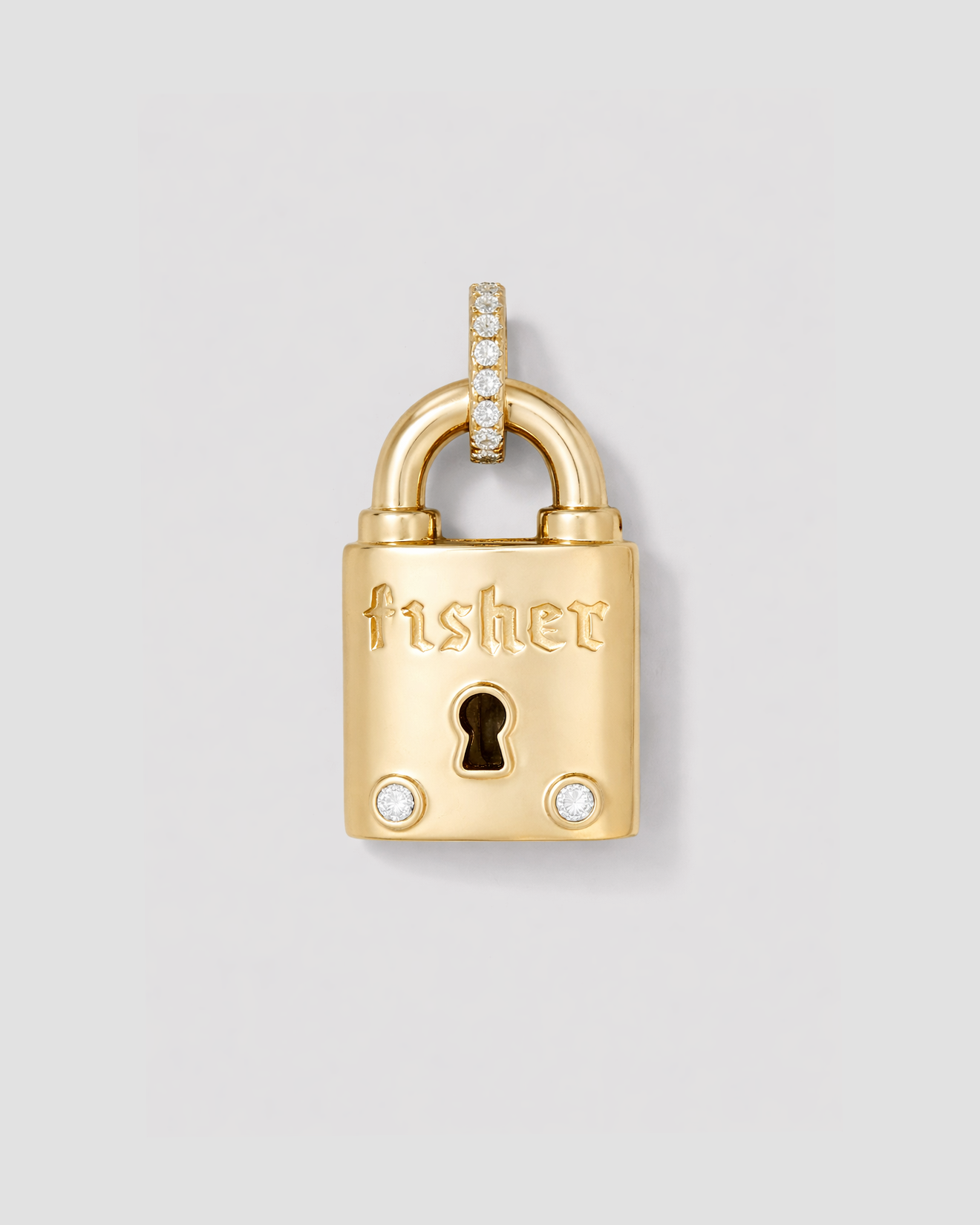 Personalized Large Lock with Two Diamonds