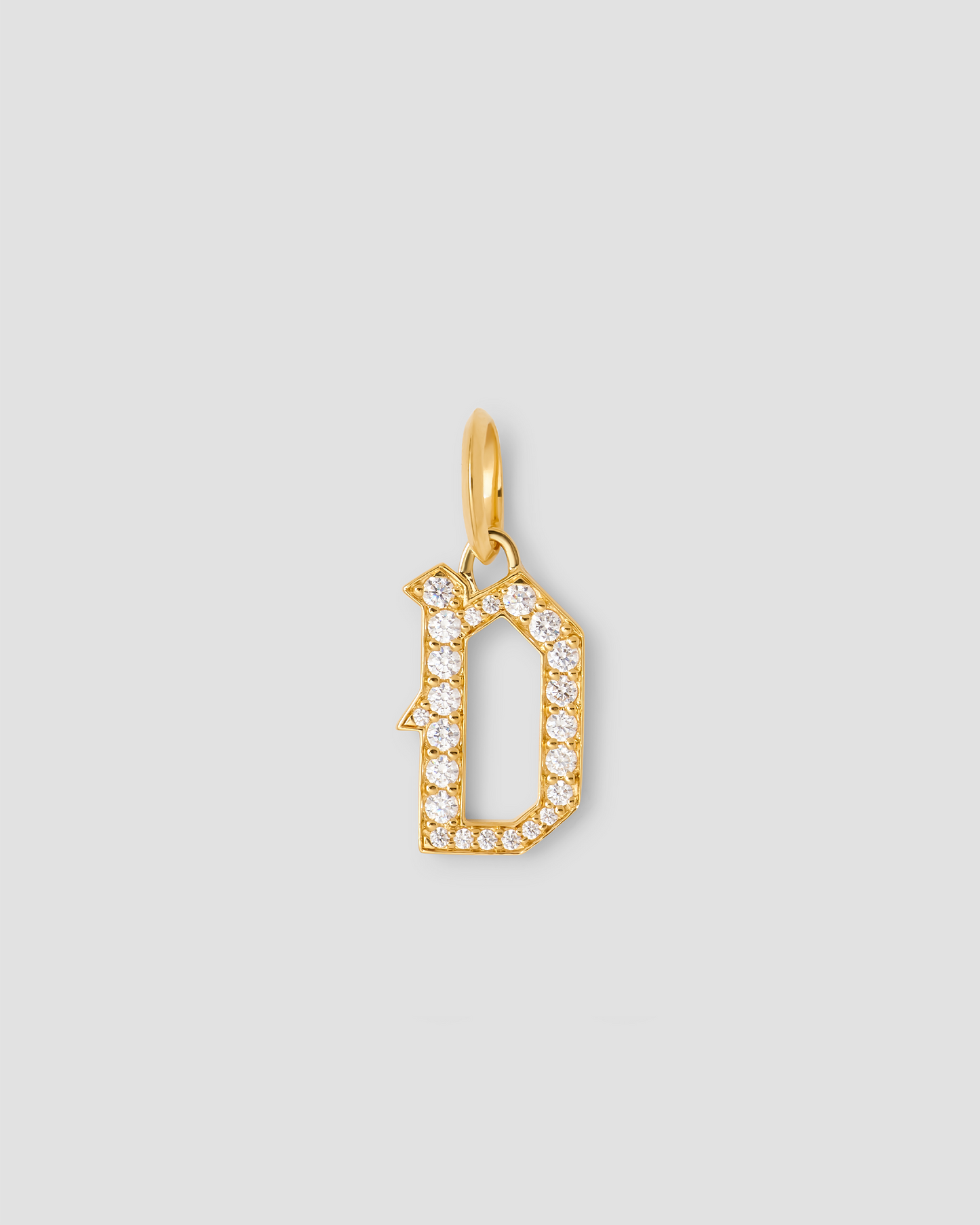 Capital Gothic Letter Charm with Pavé White Diamonds