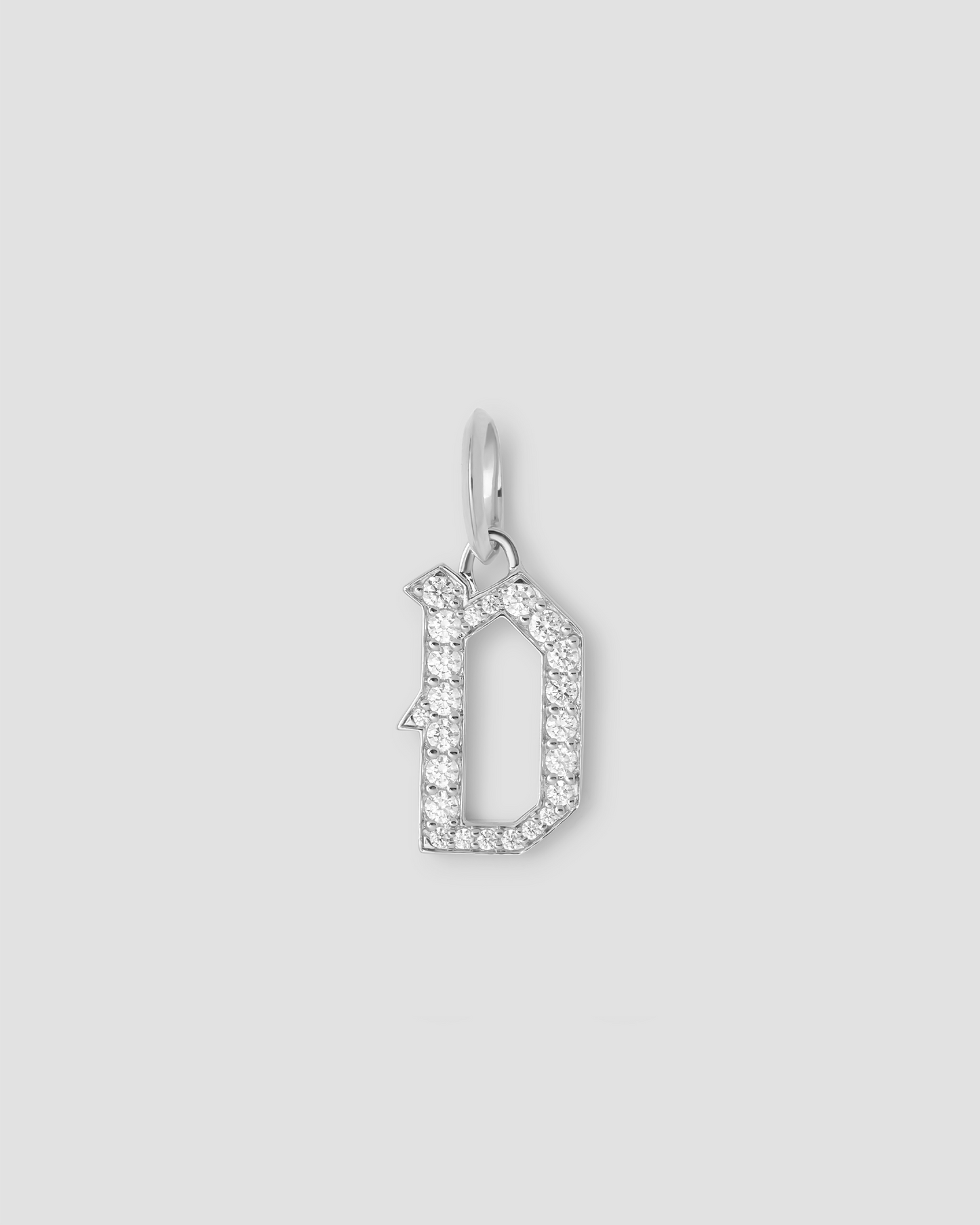 Capital Gothic Letter Charm with Pavé White Diamonds