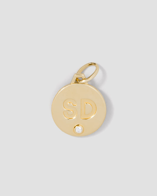 Disc with Diamond in 18K Yellow Gold