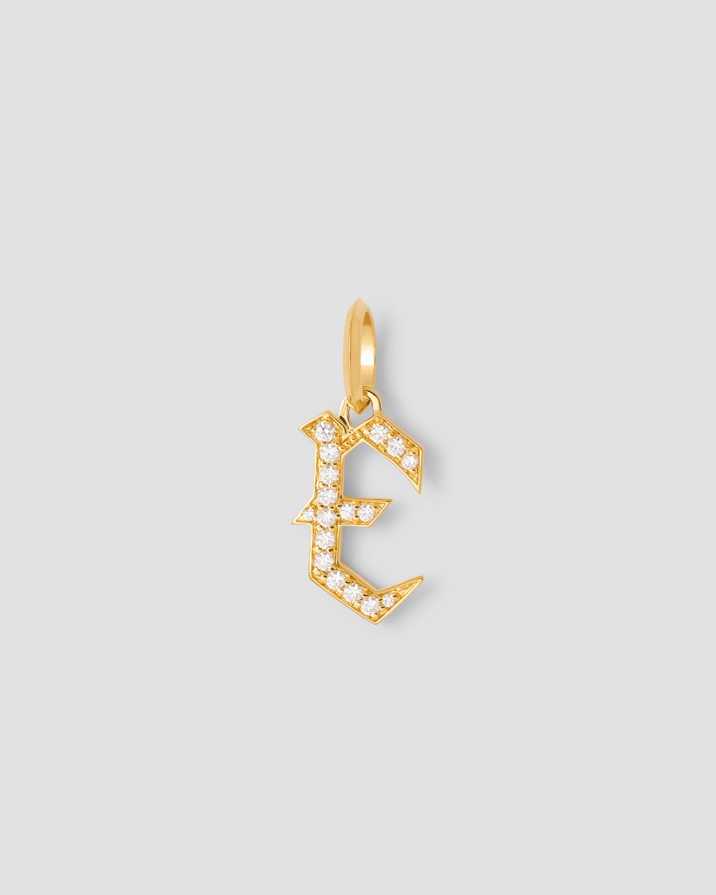 Capital Gothic Letter Charm with Pavé White Diamonds