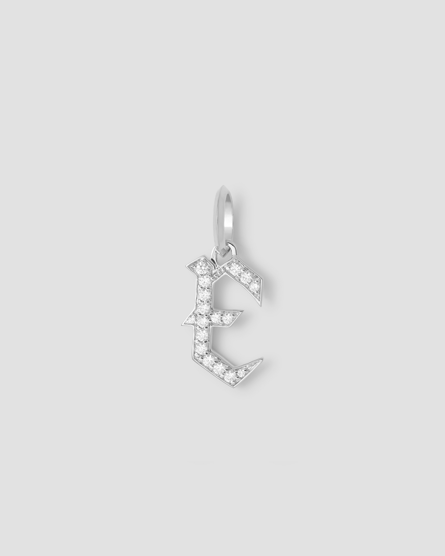 Capital Gothic Letter Charm with Pavé White Diamonds