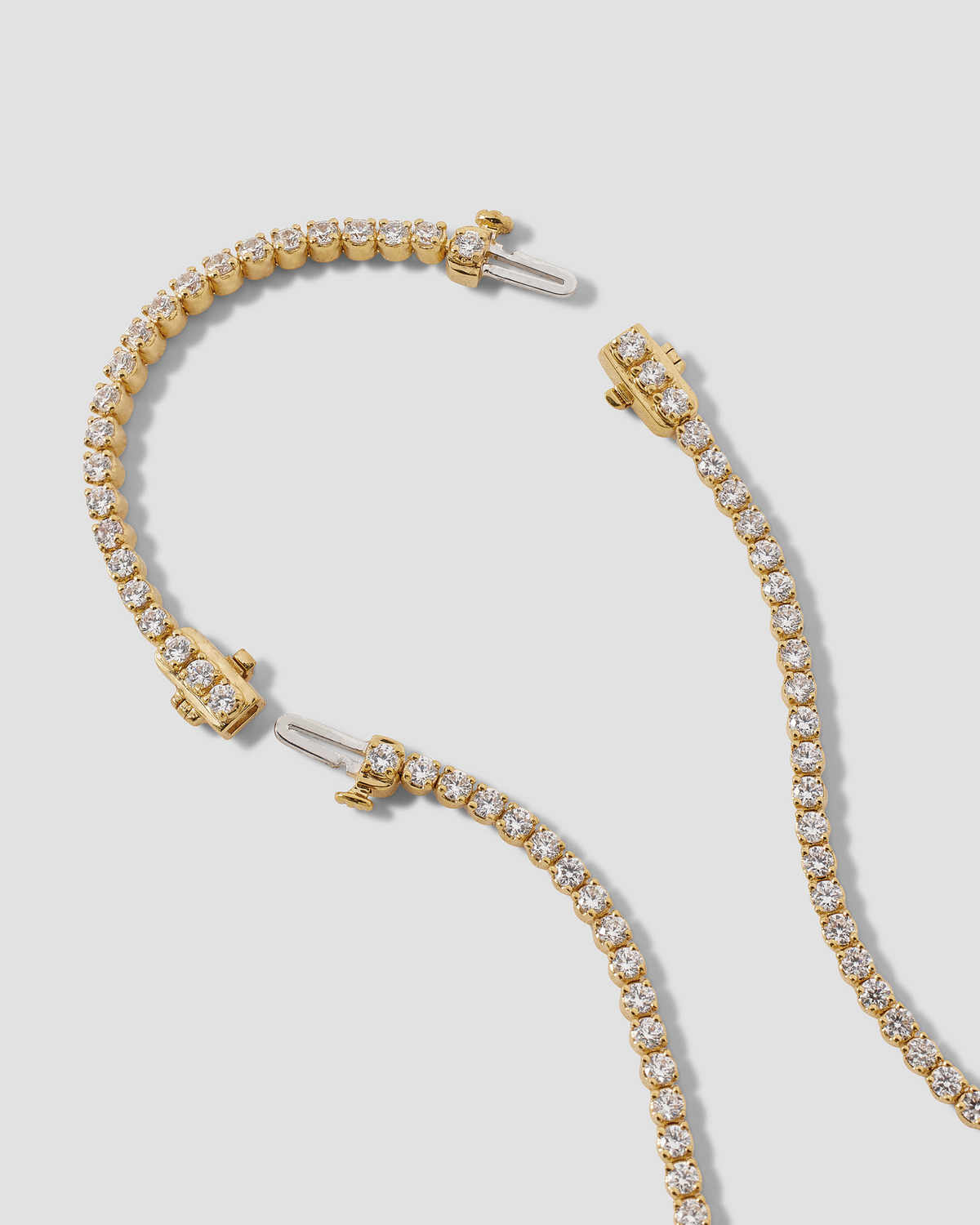 Lab Diamond Round Cut Tennis Necklace gold necklace - product detail shot | lab grown diamond necklace
