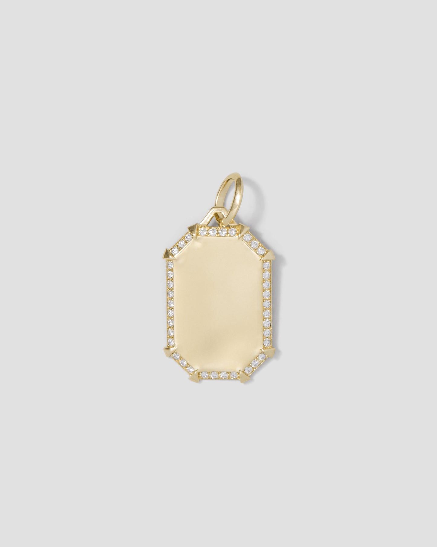 Emerald Shield with Pave White Diamonds in 18K Yellow Gold