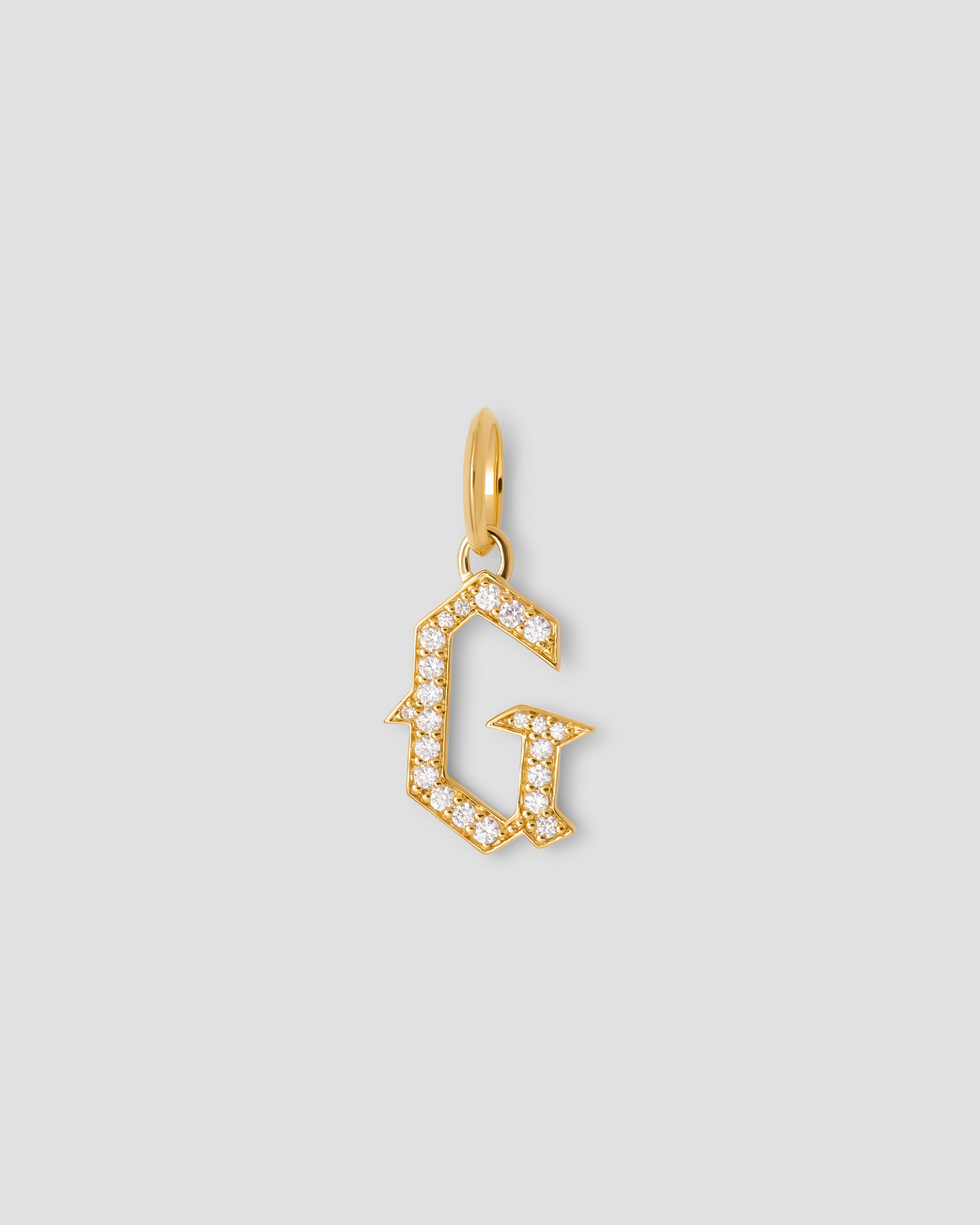 Capital Gothic Letter Charm with Pavé White Diamonds