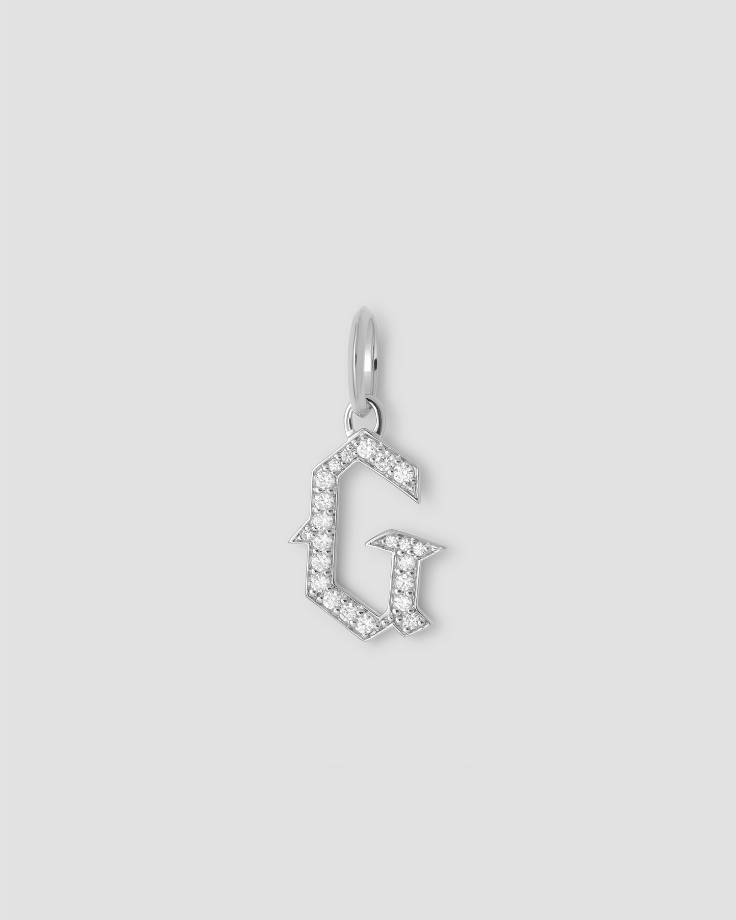 Capital Gothic Letter Charm with Pavé White Diamonds