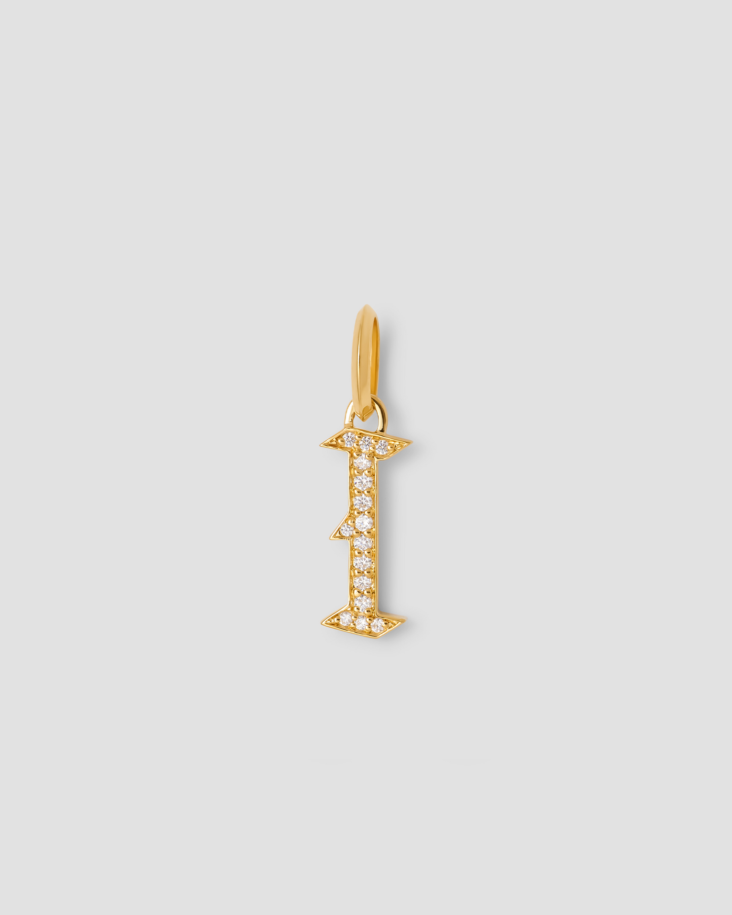 Capital Gothic Letter Charm with Pavé White Diamonds