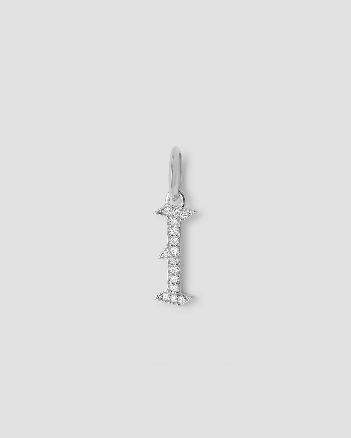 Capital Gothic Letter Charm with Pavé White Diamonds
