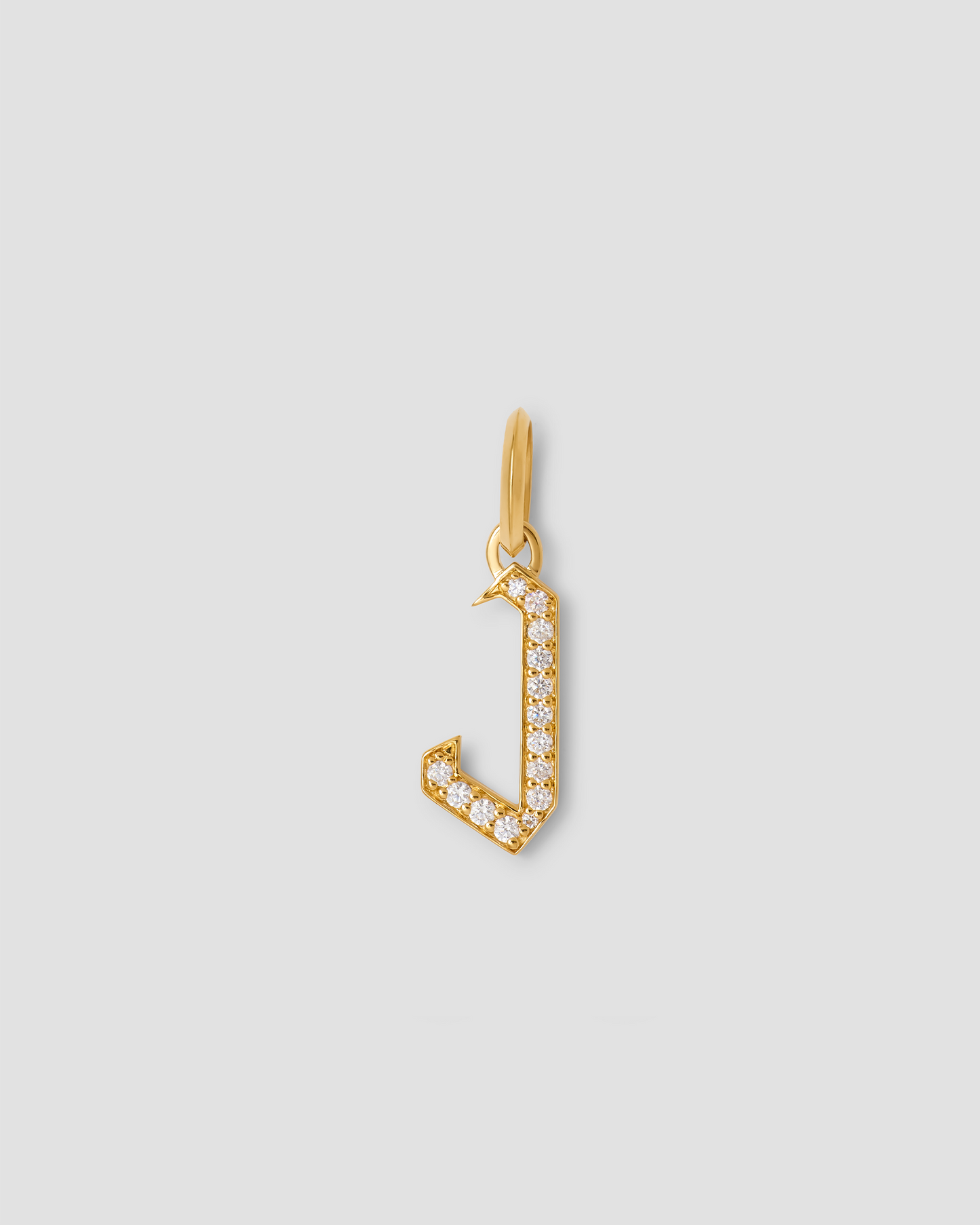 Capital Gothic Letter Charm with Pavé White Diamonds