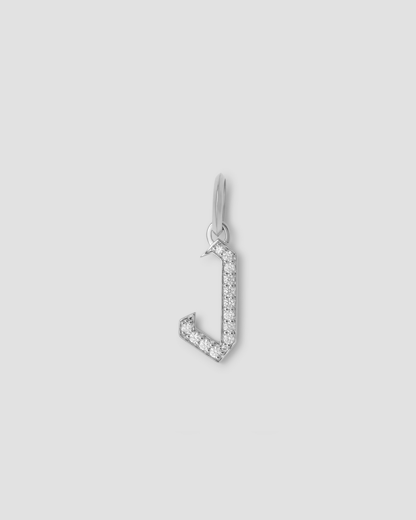 Capital Gothic Letter Charm with Pavé White Diamonds
