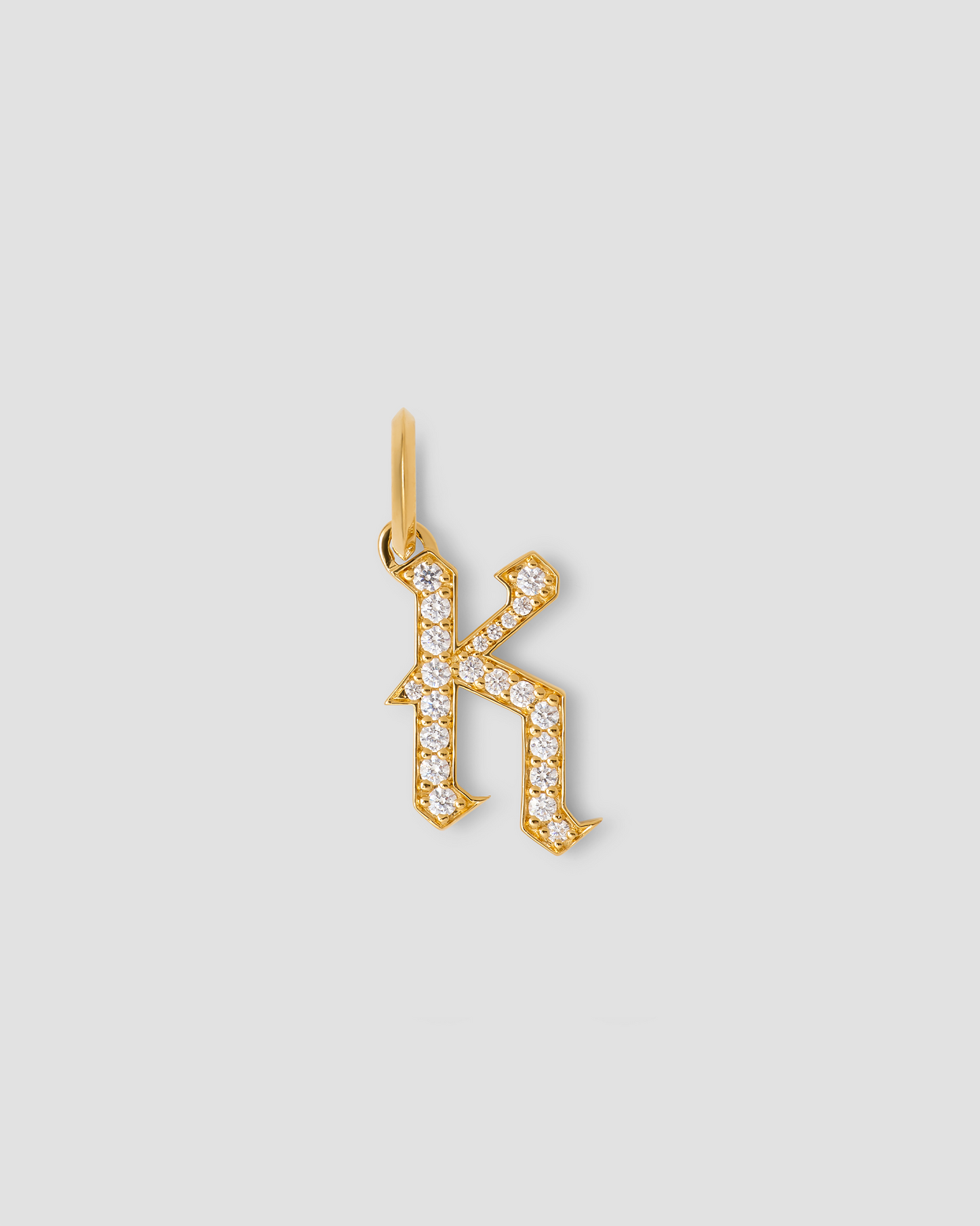 Capital Gothic Letter Charm with Pavé White Diamonds