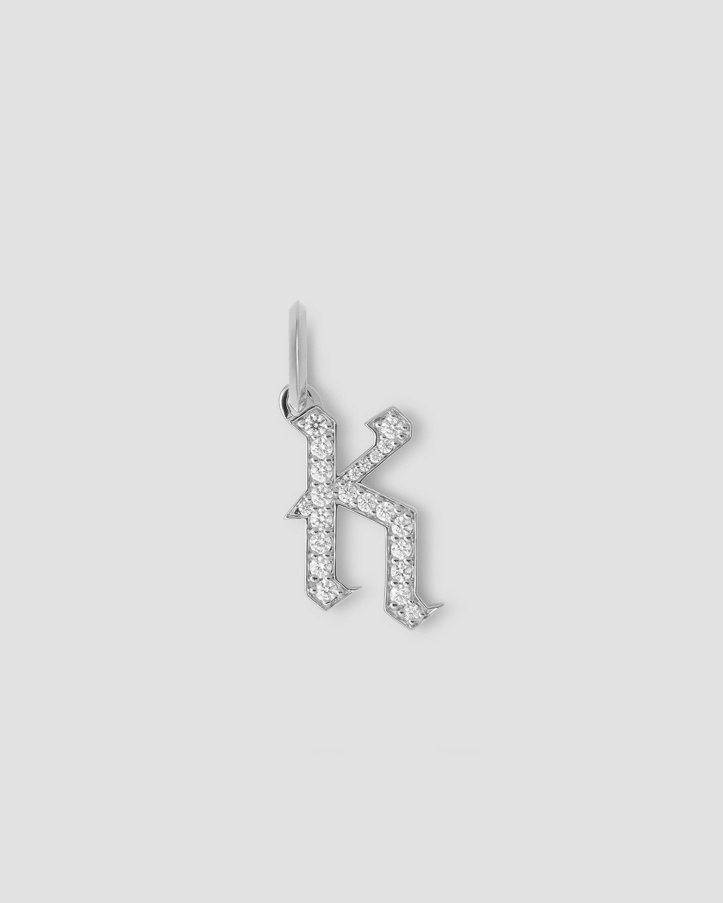 Capital Gothic Letter Charm with Pavé White Diamonds