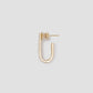 Large Level Earring in 18K Yellow Gold with Pavé White Diamonds