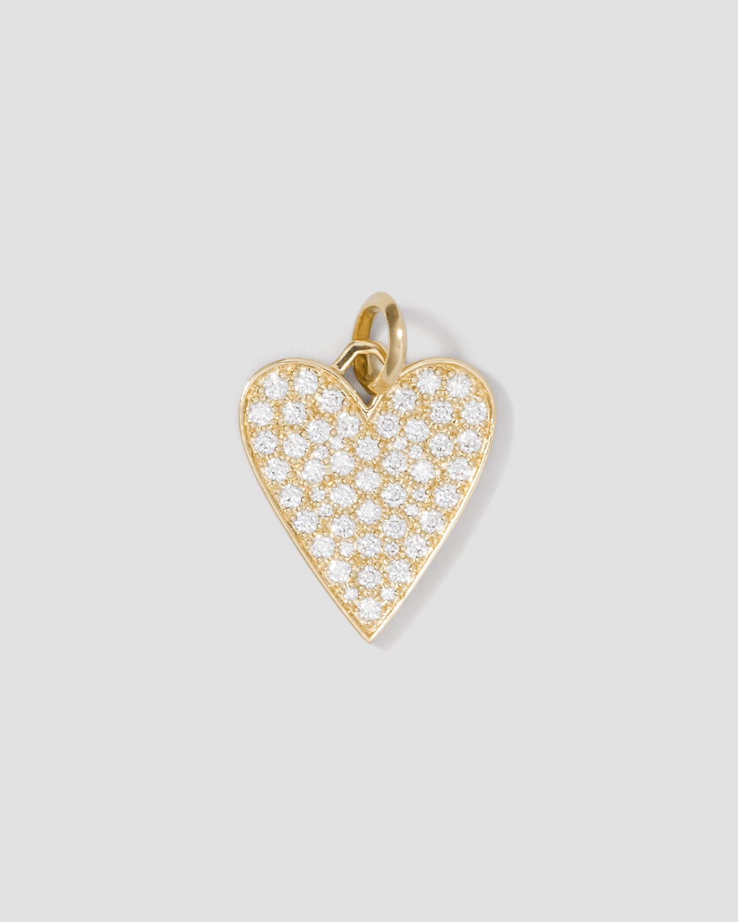 Large Heart with Pavé White Diamonds in 18K Yellow Gold