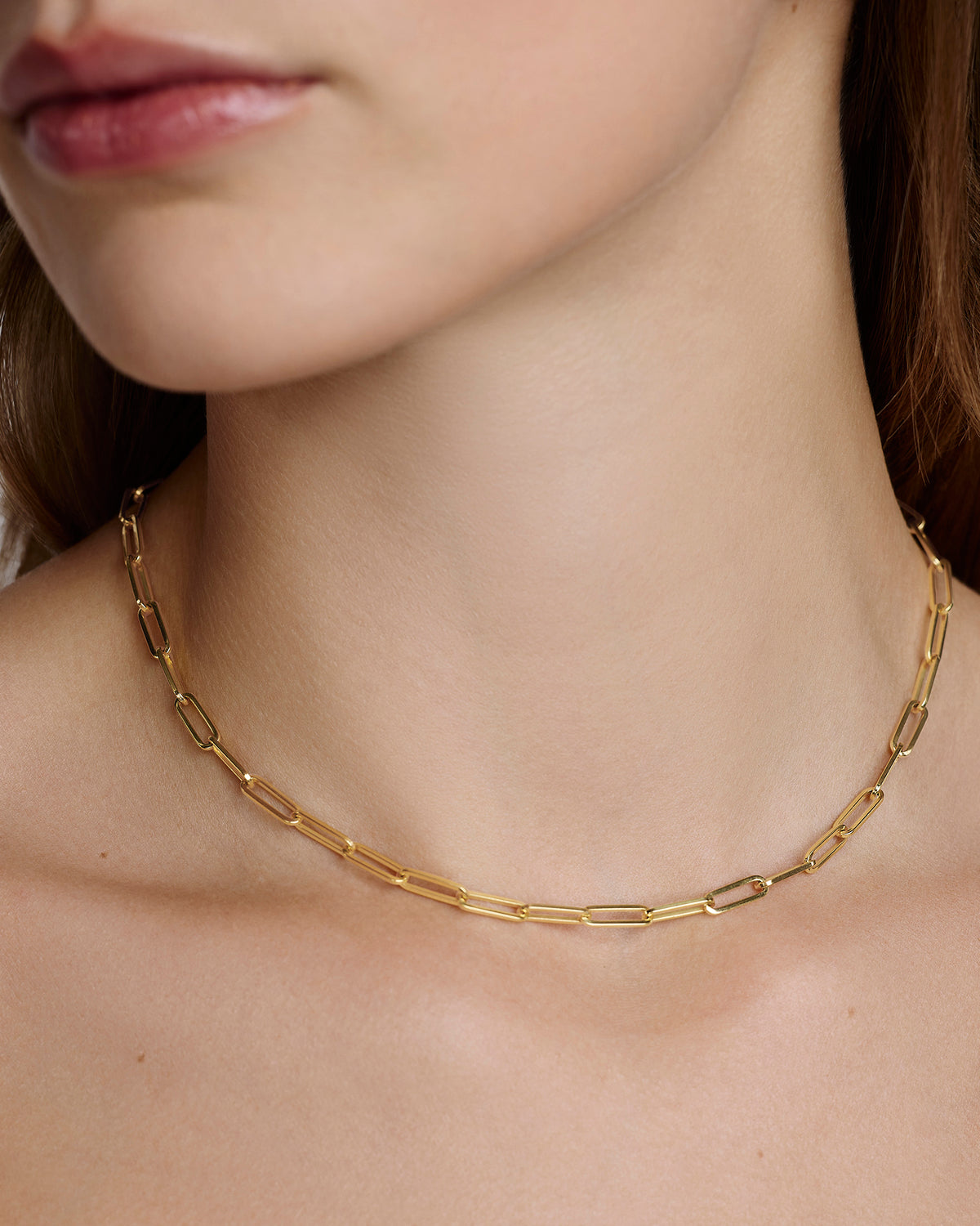 Long Link Chain in 14K necklace - close-up detail | womens gold chain