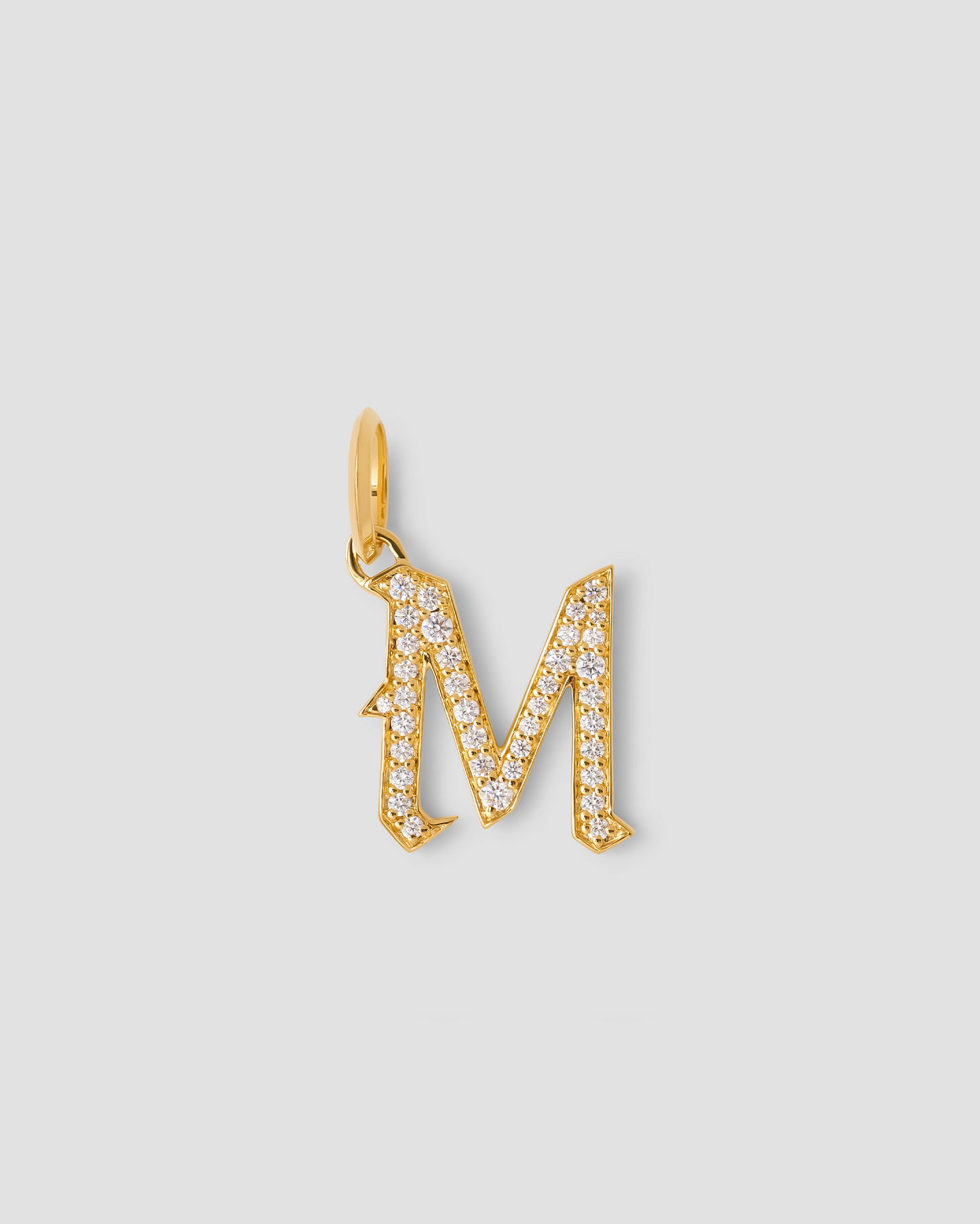 Capital Gothic Letter Charm with Pavé White Diamonds