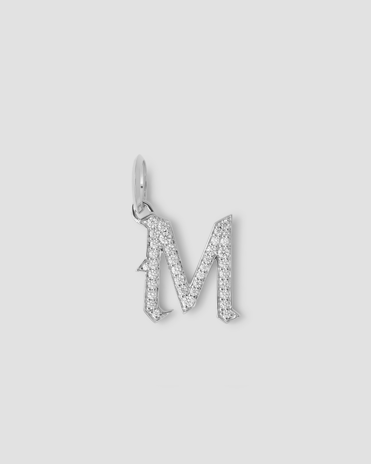 Capital Gothic Letter Charm with Pavé White Diamonds