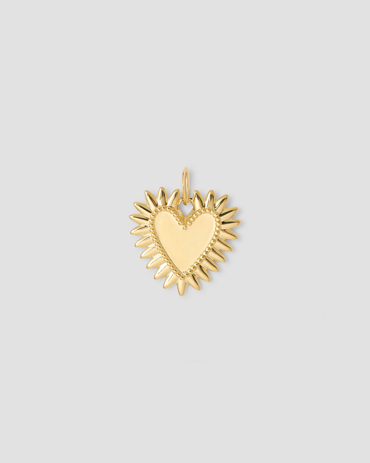 Medium Fierce Heart in 18K Yellow Gold charm - front view | custom charm necklace